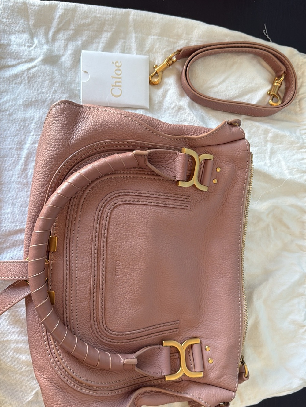 Pink Leather Satchel Bag